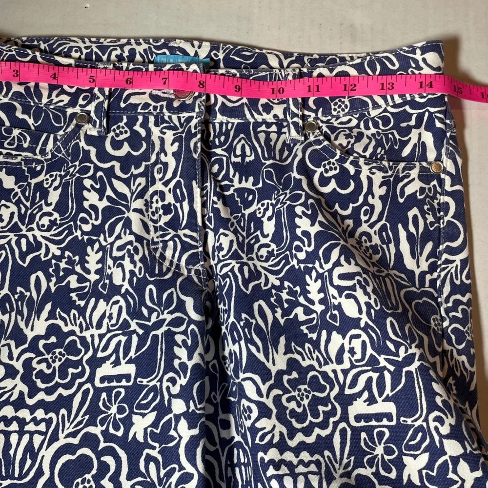 J.McLaughlin Lexi Jeans Womens 2 Navy White Floral Print Slim Straight Crop Pant